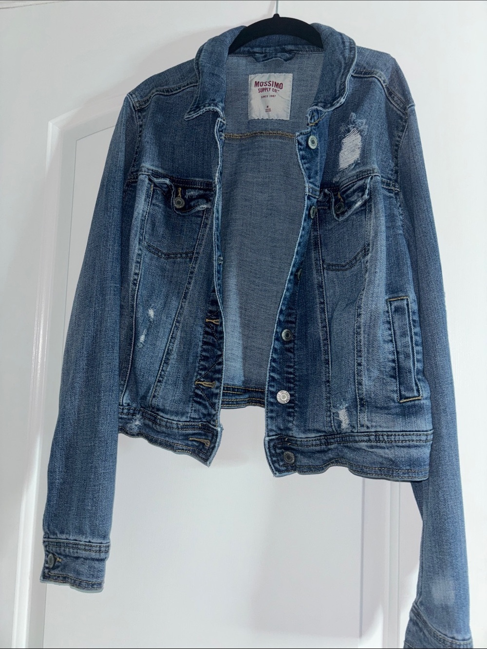 Mossimo Supply Co. Medium Blue Distressed Denim Jacket